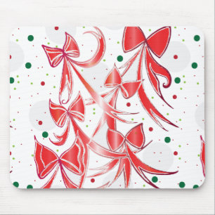 Whimsical Christmas Candy cane bows pattern Mouse Mat