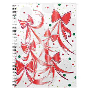 Whimsical Christmas Candy cane bows pattern Notebook