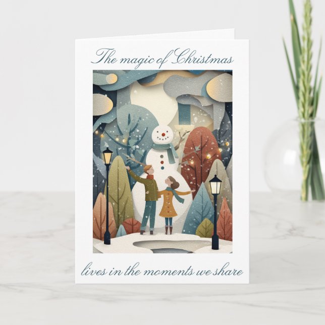 Whimsical Christmas card with cut paper design (Front)