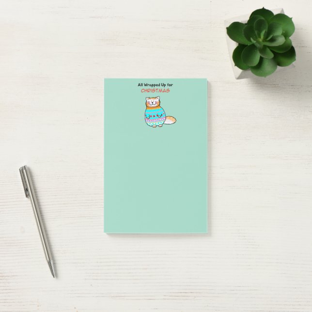 Whimsical Christmas Cat Holiday Cheer Post-it Notes (Office)
