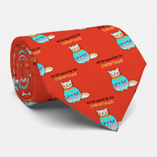Whimsical Christmas Cat Holiday Cheer Tie