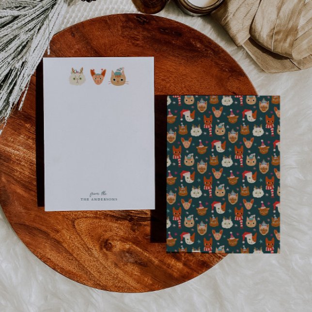 Whimsical Christmas Cats Green Card (Creator Uploaded)
