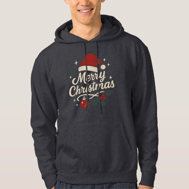 Whimsical Christmas Cheer Lettering Design Hoodie (Front)
