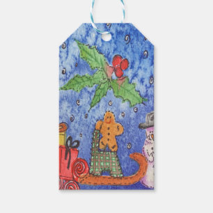 Whimsical Christmas Cheer Watercolor Painting Gift Tags