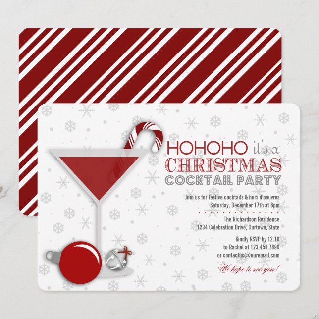 Whimsical Christmas Cocktail Party Invitation (Front/Back)