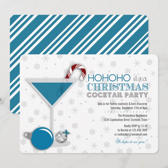 Whimsical Christmas Cocktail Party Invitation (Front/Back)