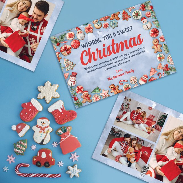 Whimsical Christmas Cookie Family Photos Holiday Card (Creator Uploaded)