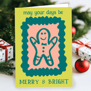 Whimsical Christmas Cookie Merry & Bright Holiday Card