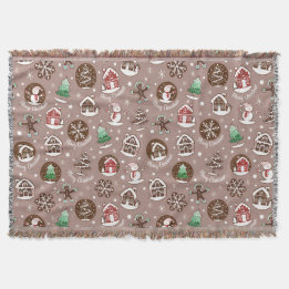 Whimsical Christmas Cookies Winter Holiday Throw Blanket