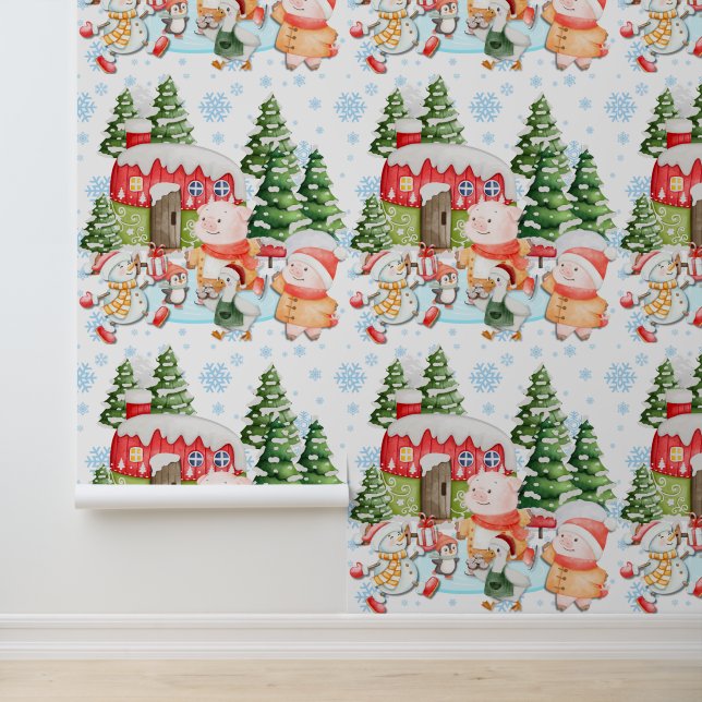 Whimsical Christmas Cottage Wallpaper Cute  (Application)