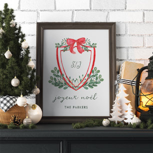 Whimsical Christmas Crest   Joyeux Noël Poster