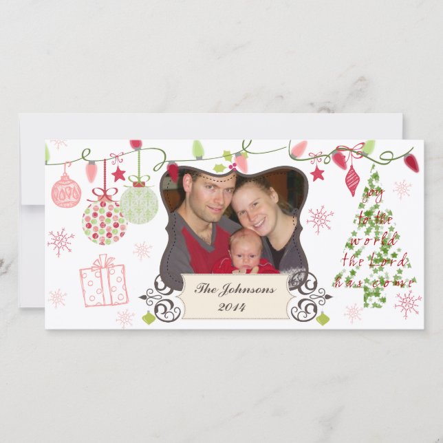 Whimsical Christmas Custom Holiday Photo Card (Front)