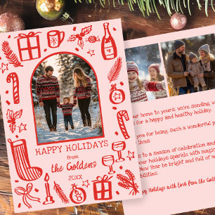 Whimsical Christmas  Cute Custom Arch 3 PHOTO  Holiday Card