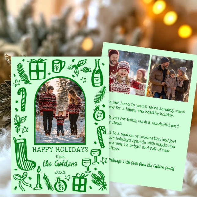 Whimsical Christmas  Cute Custom Arch 3 PHOTO  Holiday Card (Whimsical Christmas Cute Custom Arch 3 PHOTO Holiday Card
)