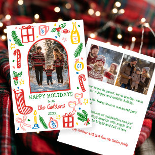 Whimsical Christmas  Cute Custom Arch 3 PHOTO  Holiday Card