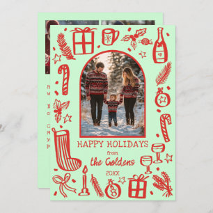 Whimsical Christmas  Cute Custom Arch 3 PHOTO  Holiday Card