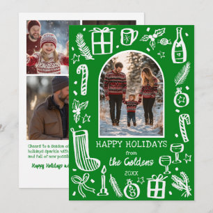 Whimsical Christmas Cute Custom Arch 4 PHOTO Holiday Card