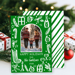 Whimsical Christmas Cute Custom Arch PHOTO Holiday Card