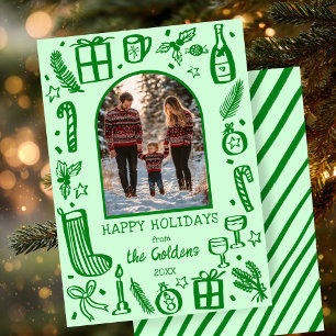 Whimsical Christmas  Cute Custom Arch PHOTO  Holiday Card