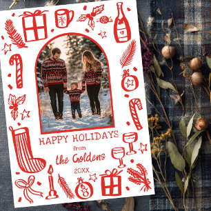Whimsical Christmas  Cute Custom Arch PHOTO  Holiday Card