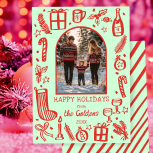 Whimsical Christmas  Cute Custom Arch PHOTO  Holiday Card