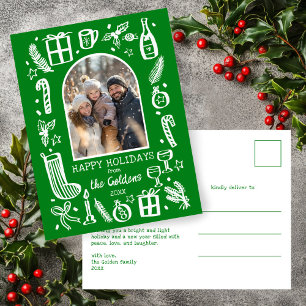 Whimsical Christmas Cute Custom Arch PHOTO Holiday Postcard