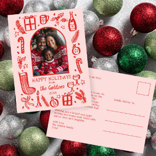 Whimsical Christmas Cute Custom Arch PHOTO Holiday Postcard