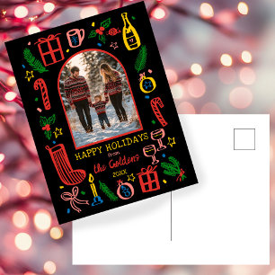 Whimsical Christmas Cute Custom Arch PHOTO Holiday Postcard