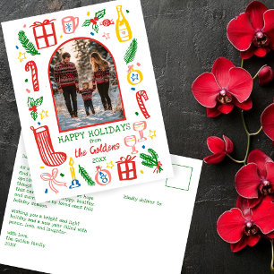 Whimsical Christmas  Cute Custom Arch PHOTO  Holiday Postcard