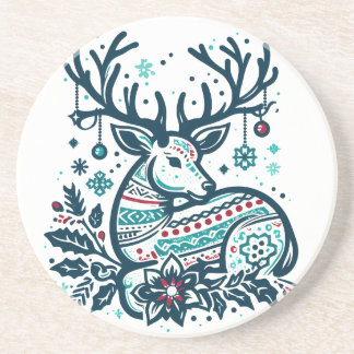 Whimsical Christmas Deer Vector Clipart - Festive Coaster