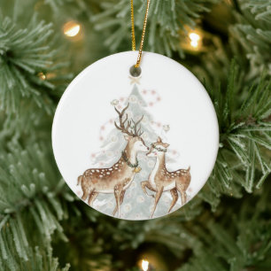 Whimsical Christmas Deers Ornament