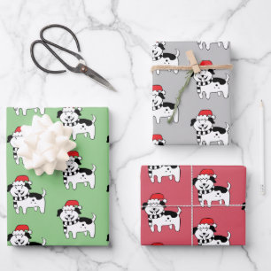 Whimsical Christmas Dogs Wrapping Paper Sheet