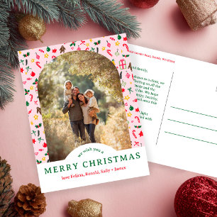 Whimsical CHRISTMAS Doodles CUSTOM Arch PHOTO Postcard