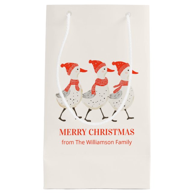 Whimsical Christmas Ducks Custom Christmas Small Gift Bag (Front)