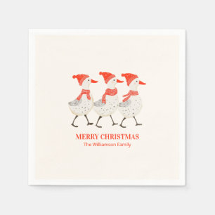 Whimsical Christmas Ducks Custom Holiday Party Napkin