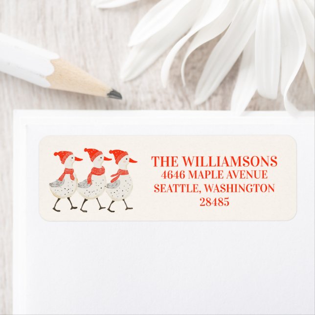 Whimsical Christmas Ducks Custom Return Address (Insitu)