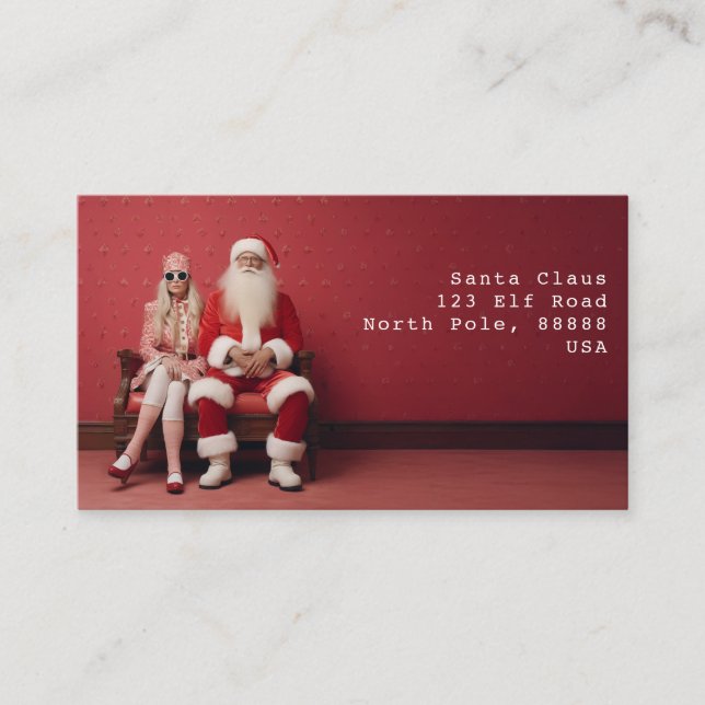 Whimsical Christmas Duo: Santa and Mrs. Claus Business Card (Front)