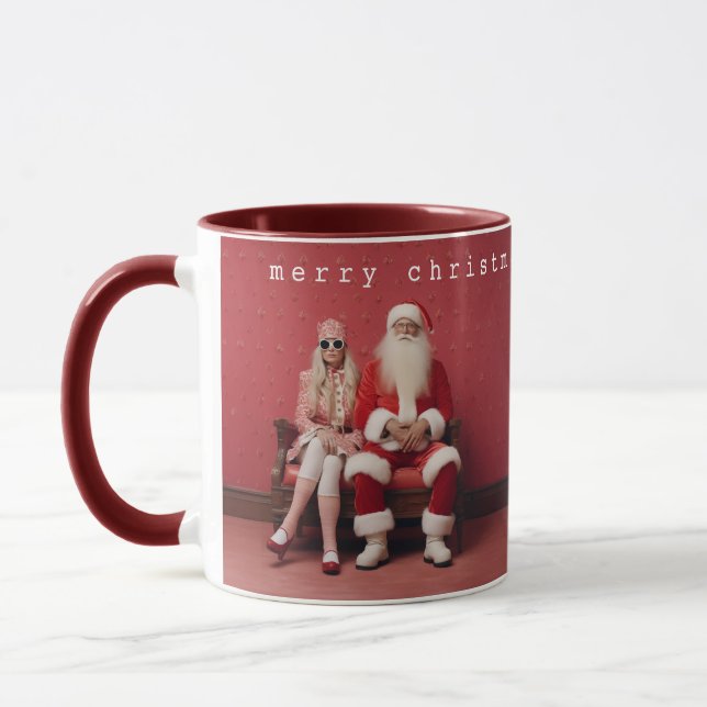 Whimsical Christmas Duo: Santa and Mrs. Claus Mug (Left)
