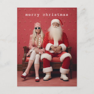 Whimsical Christmas Duo: Santa and Mrs. Claus Postcard