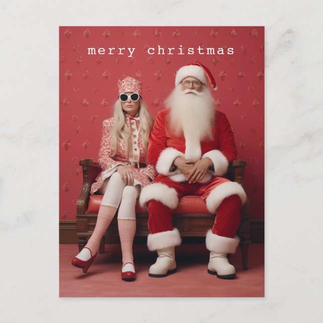 Whimsical Christmas Duo: Santa and Mrs. Claus Postcard (Front)