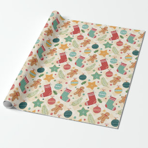 Whimsical Christmas Elements Holiday Gift Wrapping Paper