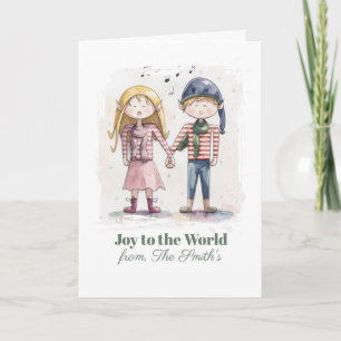 Whimsical Christmas Elf Watercolor Holiday Card