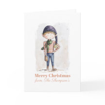 Whimsical Christmas Elf Watercolor Holiday Card