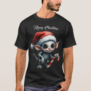 Whimsical Christmas Elf with Candy Cane.  T-Shirt
