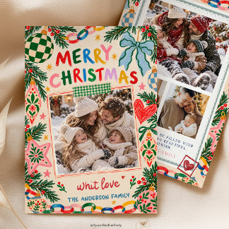 Whimsical Christmas Family Photo Card invitation