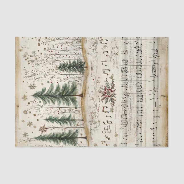 Whimsical Christmas Forest with Sheet Music (Front)