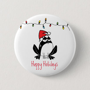Whimsical Christmas Frog 6 Cm Round Badge