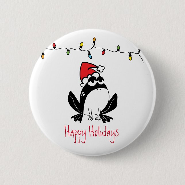 Whimsical Christmas Frog 6 Cm Round Badge (Front)