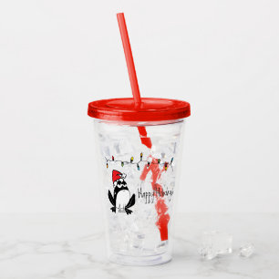 Whimsical Christmas Frog Acrylic Tumbler