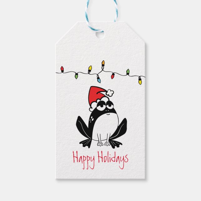 Whimsical Christmas Frog Custom Gift Tags (Front)
